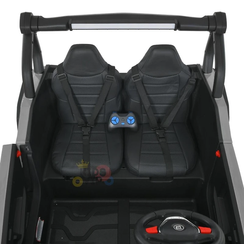 KIDSVIP Buggy aventure 2 places 24 V pour enfants 4X4 UTV porteur avec RC - Gris