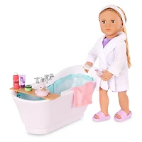Our Generation Ensemble baignoire Bubbly Bathtime avec sons d’eau pour poupées de 18 pouces.