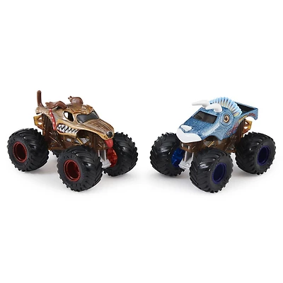Monster Jam, Monster trucks Monster Mutt vs. Jurassic Attack officiels qui changent de couleur en métal moulé, échelle 1:64