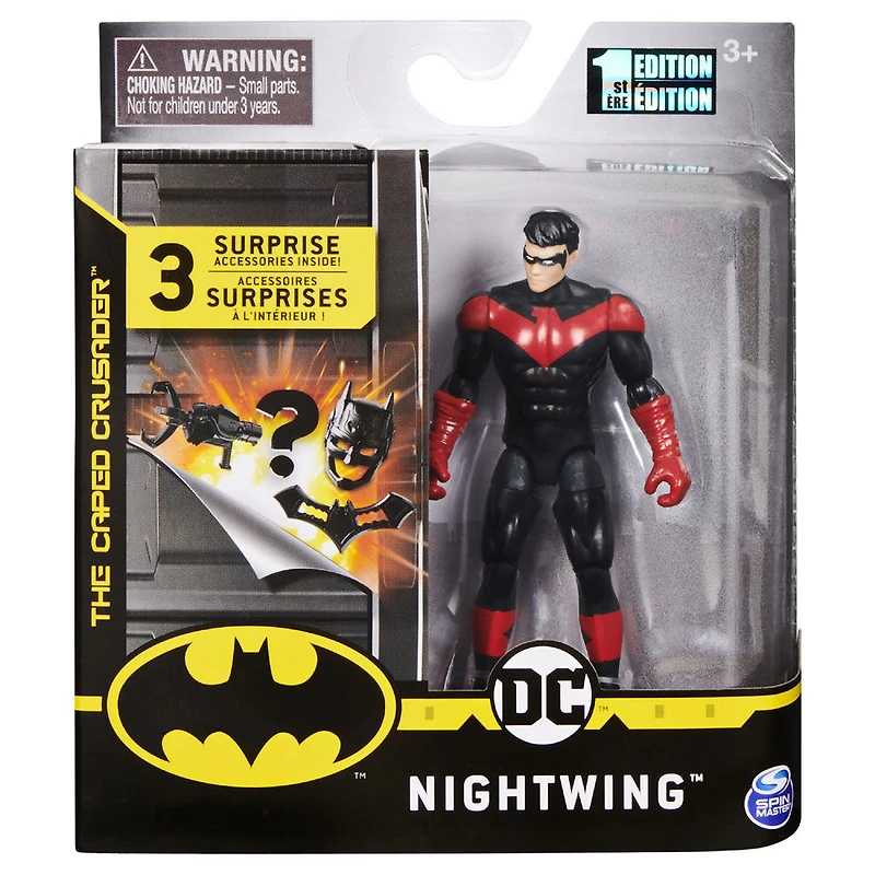 BATMAN, Figurine articulée NIGHTWING de 10 cm avec 3 accessoires mystère, Mission 4