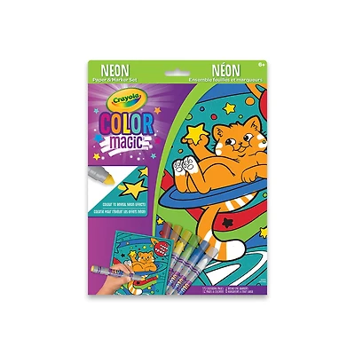 Ensemble feuilles et marqueurs Néon Crayola - <br>Chats cosmiques