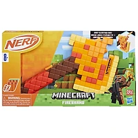 Nerf Minecraft Firebrand, Dart Blasting Axe, 6 Nerf Elite Foam Darts, Design Inspired by Minecraft Axe in the Game, Pull Down Priming, Minecraft Toys
