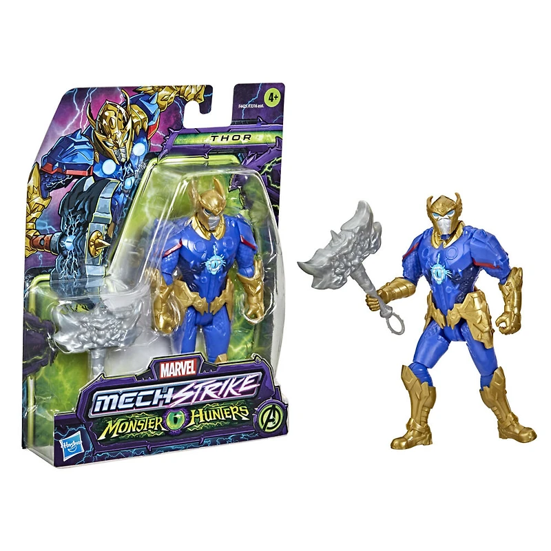 Marvel Avengers Mech Strike Monster Hunters Thor Toy, 6-Inch-Scale Action Figure with Accessory
