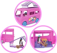 Barbie-Camping-Car Mini BarbieLand-Coffret avec poupée et zones de jeu