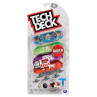 Tech Deck, Coffret de 4 fingerboards Ultra DLX, Skateboards Baker, Mini skateboards personnalisables à collectionner