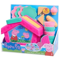 Peppa Pig Let's Have a Picnic Set, Travel Toy with Handle Includes 4 Settings and Play Food, 15-Pieces