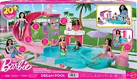 Barbie Dream Pool Playset with Slide & Bubbling Hot Tub, 20+ Accessories Including Pet, Floaties & More
