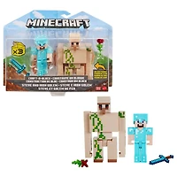 Minecraft - Créer-Un-Bloc - Figurines Steve Et Golem De Fer