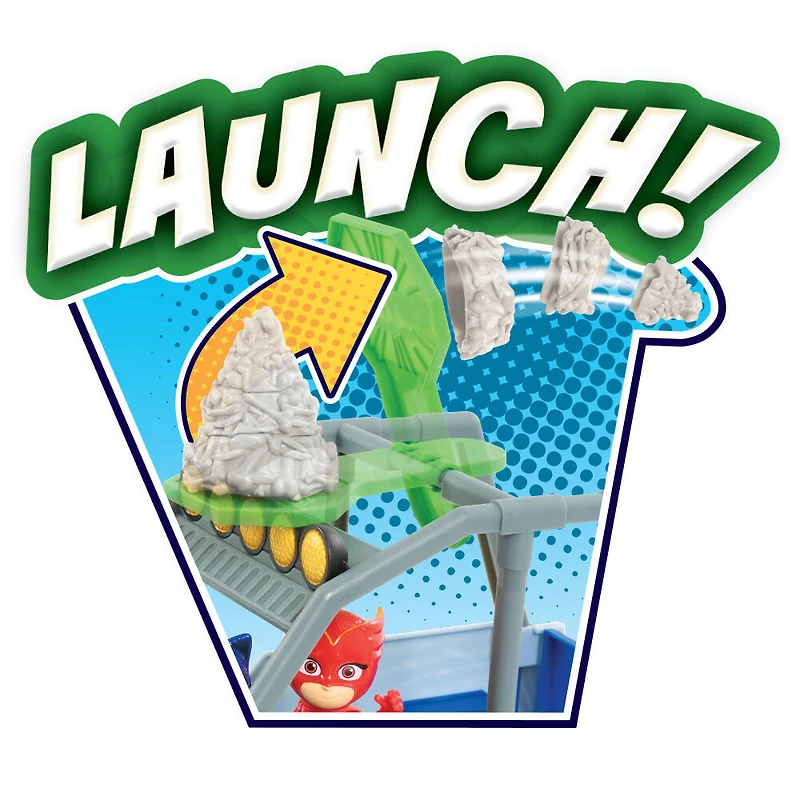 Véhicule de Secours Tout-Terrain pour Problème de Dinosaure des Pyjamasques, Inclut Figurines de Dinosaure et Catboy - Édition anglaise