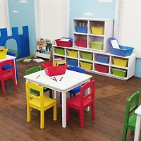 Kids Wood Table and 4 Chairs, Primary