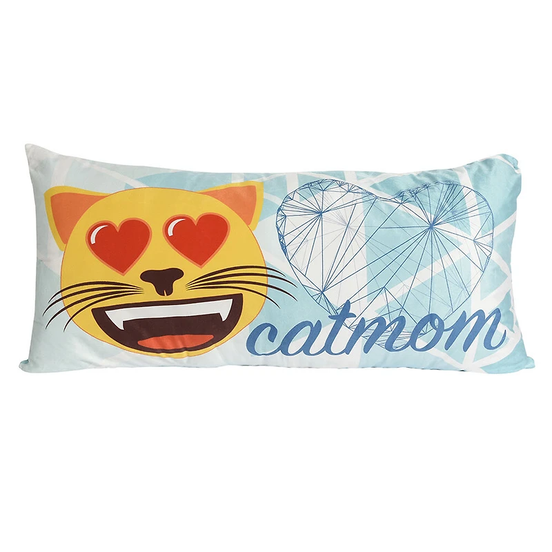 Emoji Plush Body Pillow 18"x36", Cat Mom