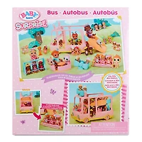 Jeu d'autobus BABY BORNMD Surprise avec 2 mini bébés jumeaux exclusifs / terrain de jeu 6 en 1 mobile pour tous vos animaux et bébés BABY BORNMD Surprise à collectionner / peut convenir à 20+ mini bébés BABY BORNMD Surprise