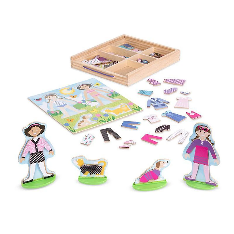 Melissa & Doug Best Friends - Poupées en bois avec habillage magnétique - Jeu de simulation