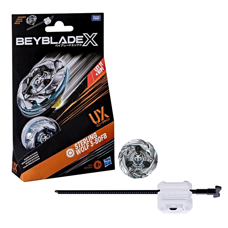Beyblade X Starter Pack Sterling Wolf 3-80FB UX avec toupie et lanceur