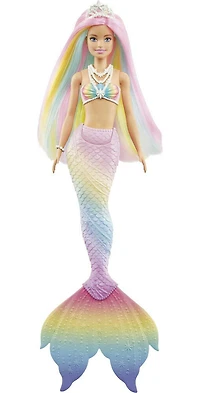 Poupée Barbie Sirène Rainbow Magic ​Barbie Dreamtopia avec cheveux arc-en-ciel et caractéristique de changement de couleur activé par l'eau