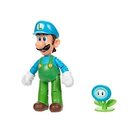 Figurine Super Mario de 4 pouces - Luigi de glace avec Fleur de glace 