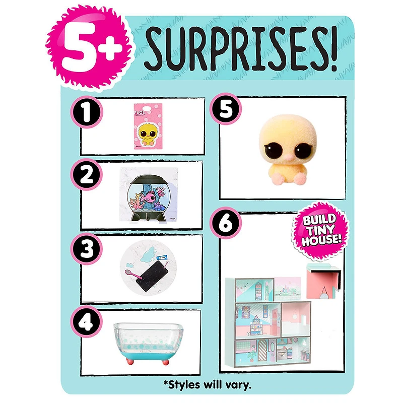 Minis L.O.L. Surprise! avec 5+ surprises - petits animaux pelucheux, collectionnez-les pour bâtir une minuscule maison