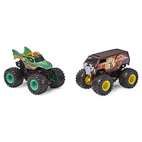 Monster Jam, Official Dragon vs. Thunder Bus Color-Changing Die-Cast Monster Trucks, 1:64 Scale