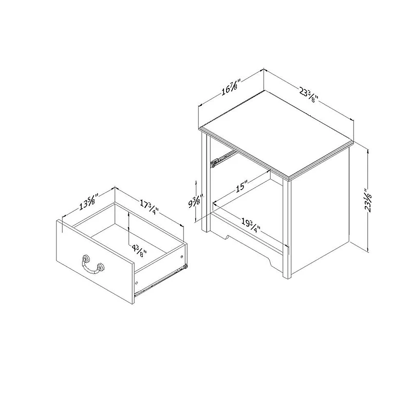 Aviron Table de chevet 1 tiroir- Myrtille