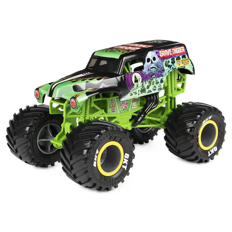 Monster Jam, Monster truck officiel en métal moulé Grave Digger Breaking World Records, échelle 1:24