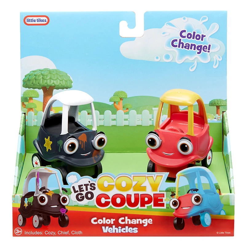 Let's Go Cozy CoupeMC - Mini véhicules à couleur changeante, paquet de 2, pour un jeu divertissant de véhicule à pousser