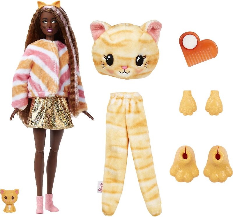 Barbie-Poupée Cutie Reveal avec costume de chat et 10surprises