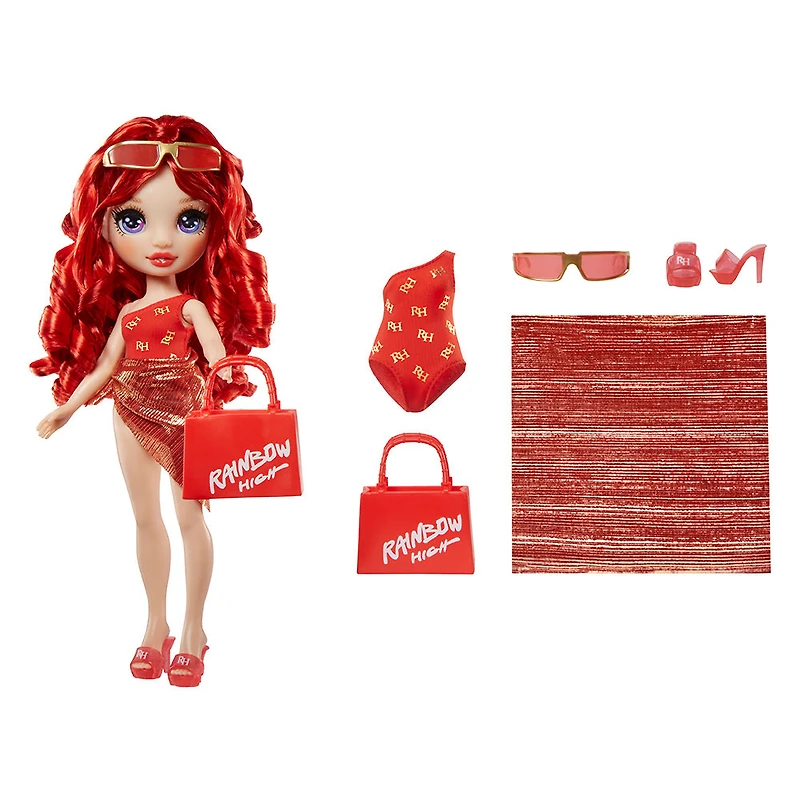Poupée Rainbow High Swim & Style Ruby (rouge) de 11 po (28 cm)