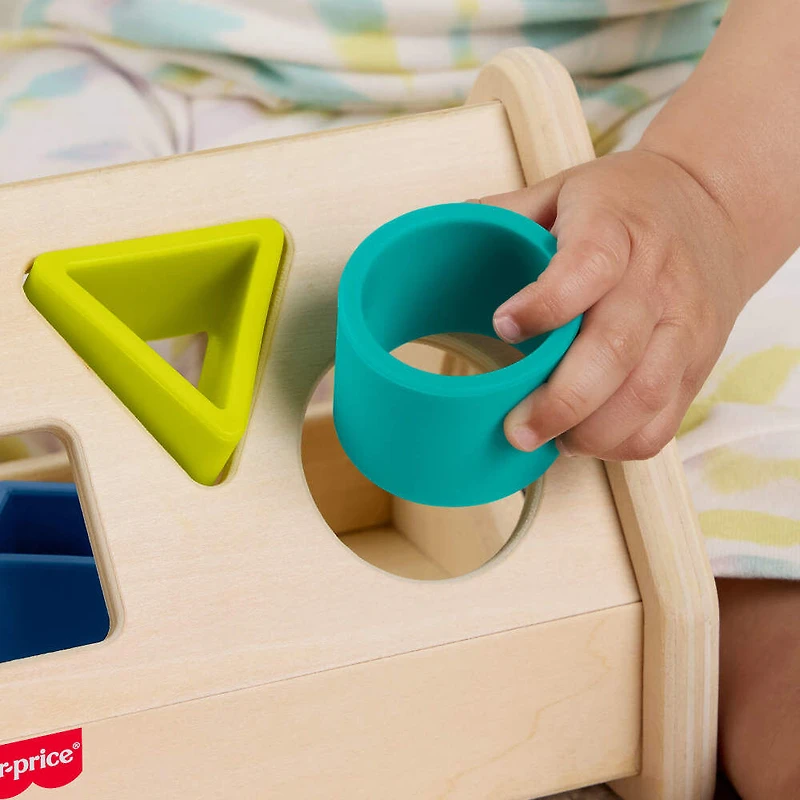 Fisher-Price Trieur de formes en silicone et bois, base en bois