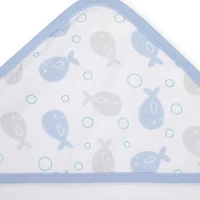 Koala Baby 2-Pack Hooded Towel & 4-Pack Washcoth Set, Blue Whales