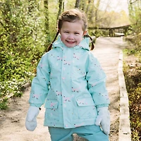 Kids Fleece Lined Rain Jackets | Minty Forest
