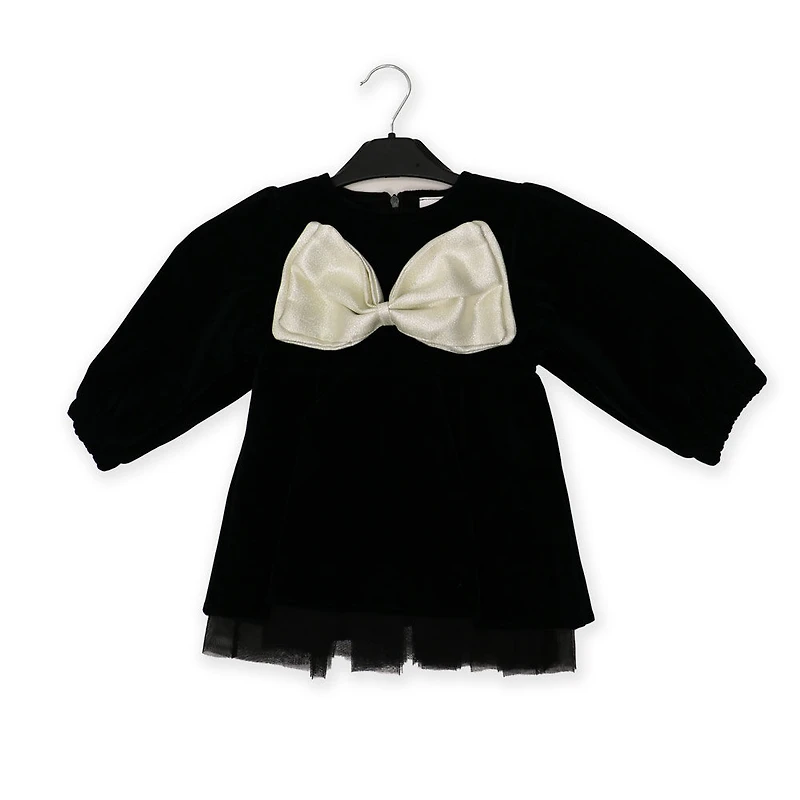 Baby Mode Signature Black Velvet Bow Dress