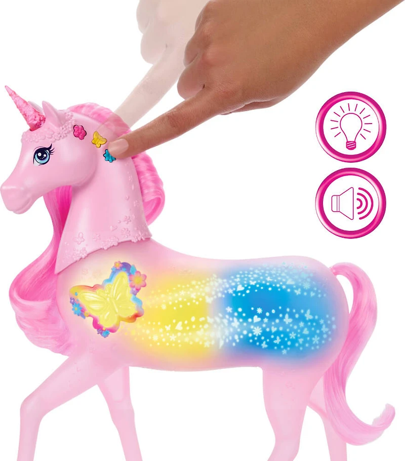 Barbie Sparkle Lights Toy Unicorn with 20 Interactive Combos of Lights, Sounds & Music