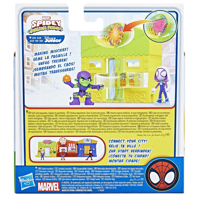 Marvel Spidey and His Amazing Friends City Blocks Ghost Spider Supermarket, Kids Playset with Action Figure