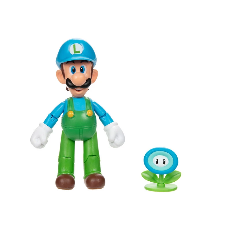 Figurine Super Mario de 4 pouces - Luigi de glace avec Fleur de glace 