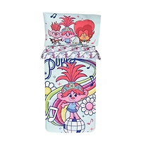 Trolls 3 Piece Toddler Bedding Set with Reversible Comforter, Fitted Sheet and Pillowcase by Nemcor