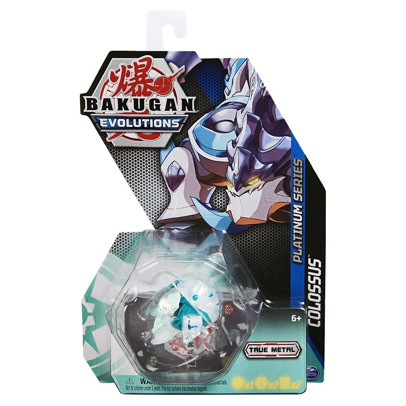 Bakugan Evolutions, Colossus (Blanc), Bakugan True Metal Platinum Series, 2 BakuCores et carte Personnage