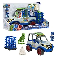 Véhicule de Secours Tout-Terrain pour Problème de Dinosaure des Pyjamasques, Inclut Figurines de Dinosaure et Catboy - Édition anglaise