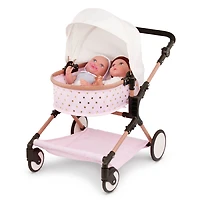Babi Twin Dolls - Blue Eyes, White Headband and Brown Hat 14-inch Baby Boy and Girl Doll Twins