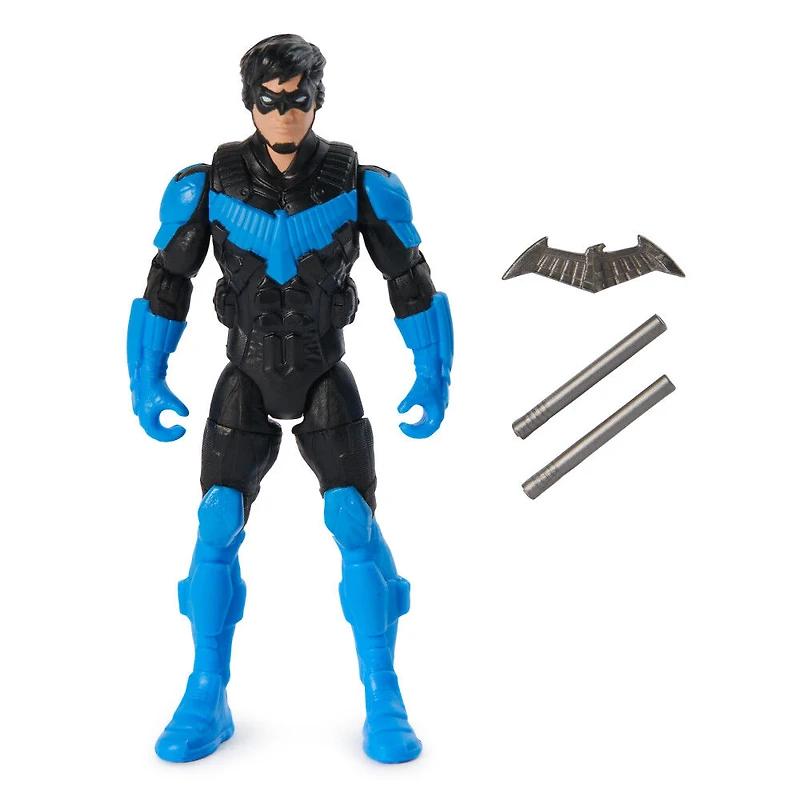 DC Comics, Figurine articulée Nightwing avec 2 accessoires mystère, 10 cm