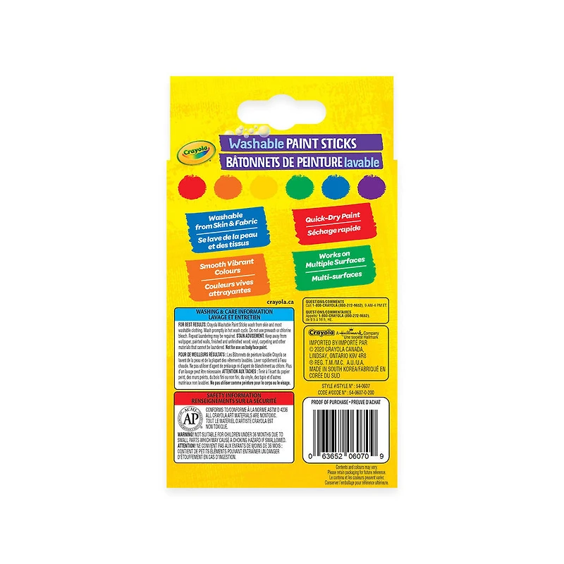 Bâtonnets de peinture lavable Crayola