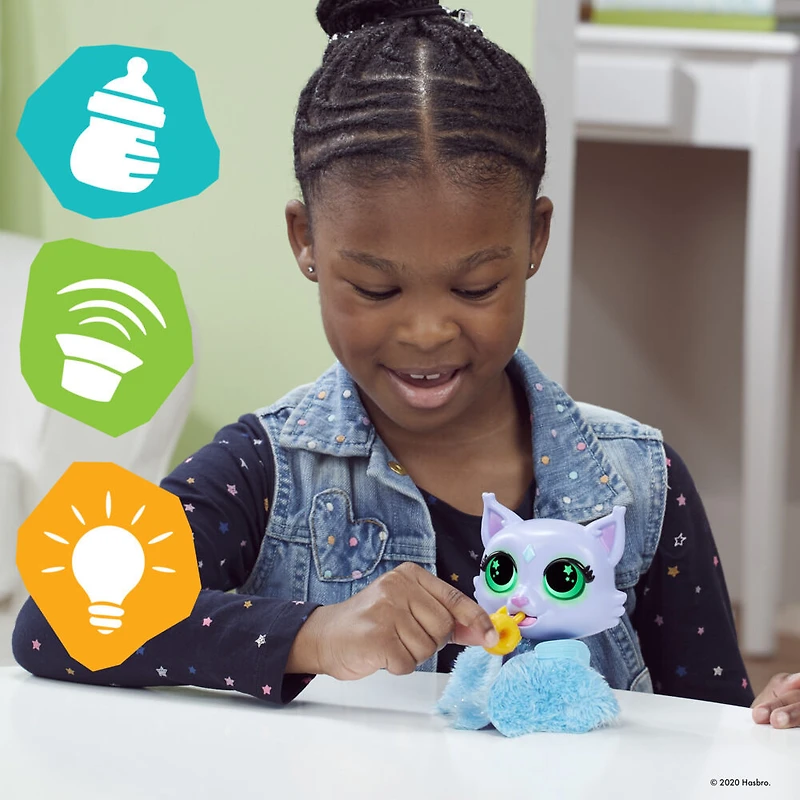 furReal Flitter, le chaton, jouet interactif changeant de couleur, jouet à nourrir, sons et lumières