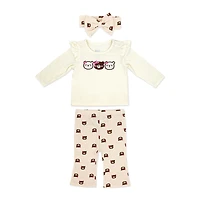 Baby Mode 3 Piece Legging and Headband Set: Team Teddy 3M