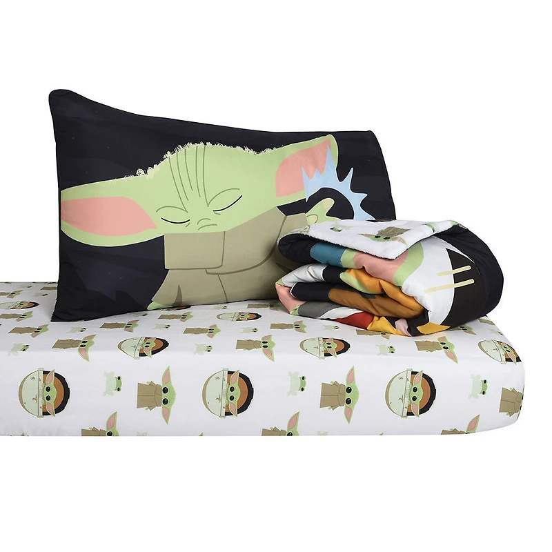 Star Wars The Mandalorian 3 Piece Toddler Bedding Set with Reversible Comforter, Fitted Sheet and Pillowcase by Nemcor