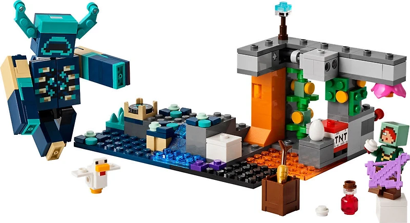 LEGO Minecraft La Rencontre avec le Gardien, Produit de Jeu Vidéo à Collectionner et Jouet Créatif de Combat 21274