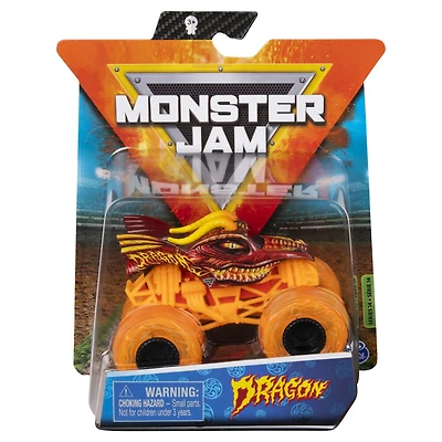 Monster Jam, Monster truck Dragon officiel, véhicule en métal moulé, série Elementals, échelle 1:64