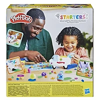 Play-Doh, coffret Starter Mon avion des découvertes, jouets préscolaires pour filles et garçons avec avion, tapis d'activité carte du monde, 3 accessoires et 4 couleurs de pâte à modeler