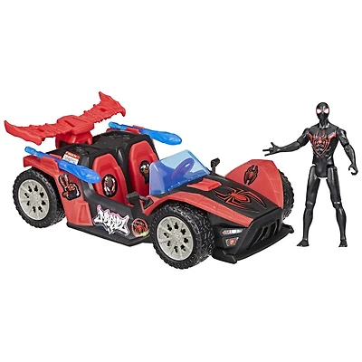 Marvel Spider-Man VenomVersus Epic World of Action Miles Morales Bolide de course Remix, figurine et voiture, jouets de super-héros, dès 4 ans