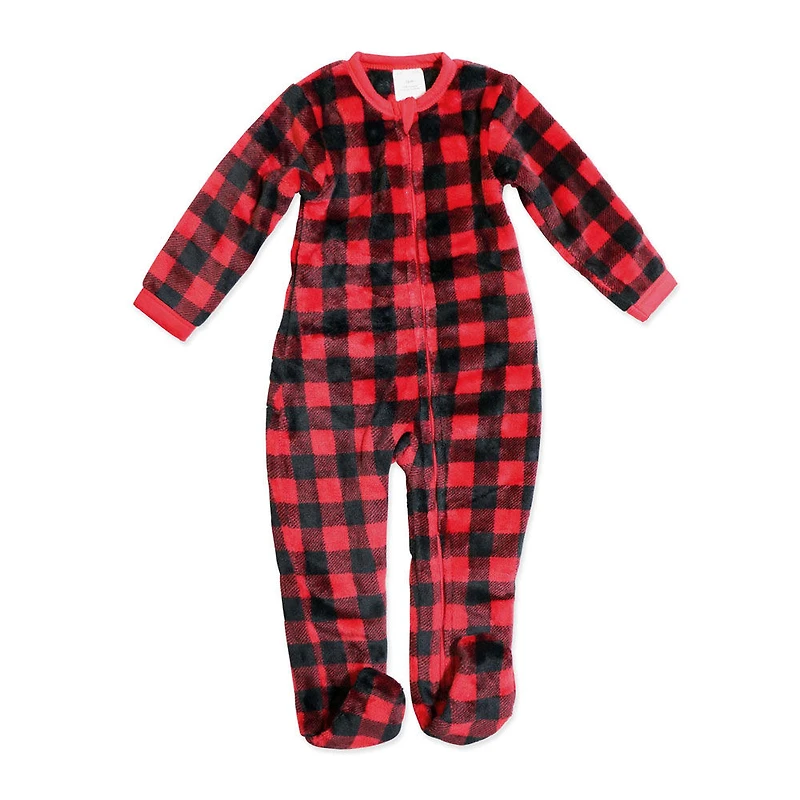 Baby Mode Plush Sleeper: Red Buffalo Plaid 0-3M