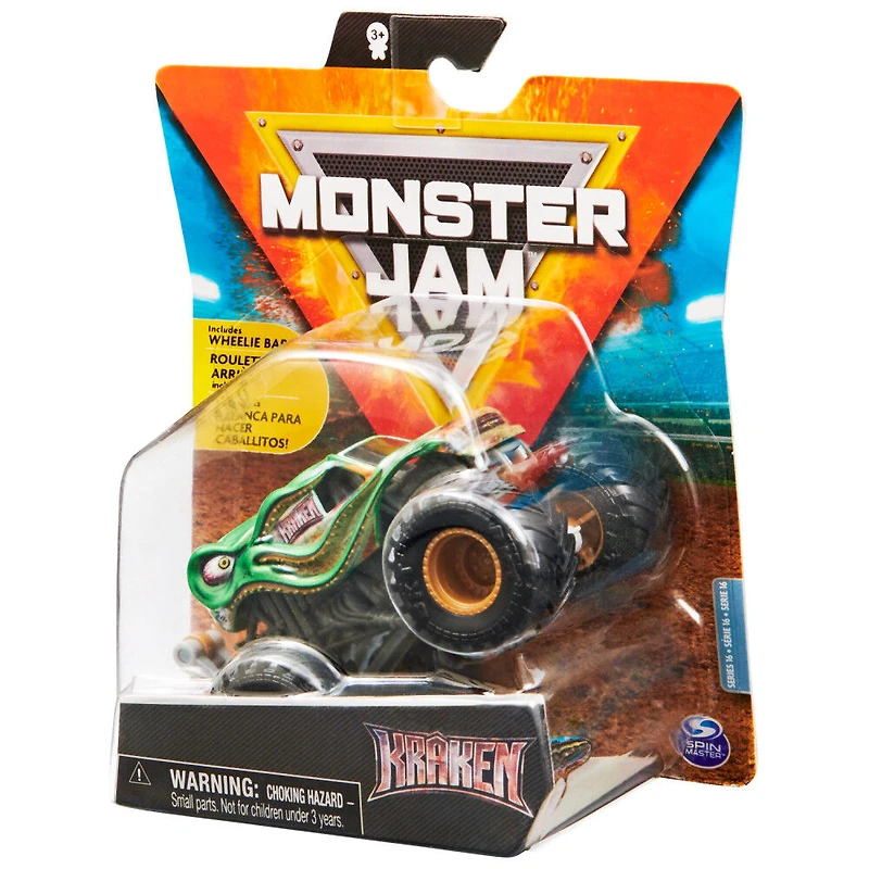 Monster Jam, Monster truck Kraken officiel, véhicule en métal moulé, série Arena Favorites, échelle 1:64