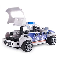 Meccano Junior, RC Police Car with Working Trunk and Real Tools, Toy Model Building Kit